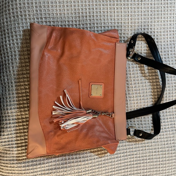Miche Two-Tone Peachy and Black Satchel - Picture 1 of 3